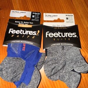 Feetures Elite Ultra Light No Show Tab Socks - Gray and Blue